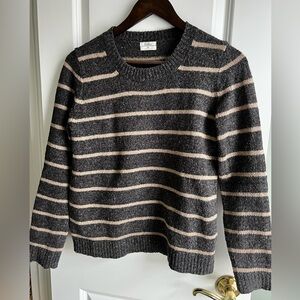 Wallace Madewell Striped Knit Wool Sweater Charcoal & Tan Earth Tones Women’s M